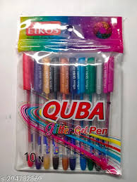 ELKOS QUBA GLITTER GEL PENS 10N